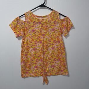 The children’s place Yellow Floral Cold Shoulder Top girls size Large(10-12)